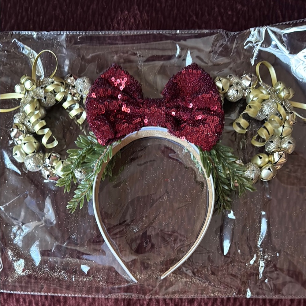 Handmade Red and Gold Sequin Disney Headband